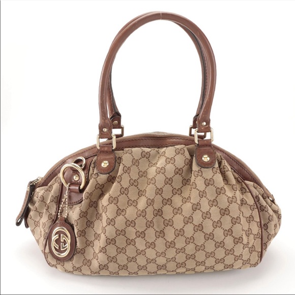 Gucci Brown/Beige GG Canvas Sukey Satchel - Picture 2 of 15